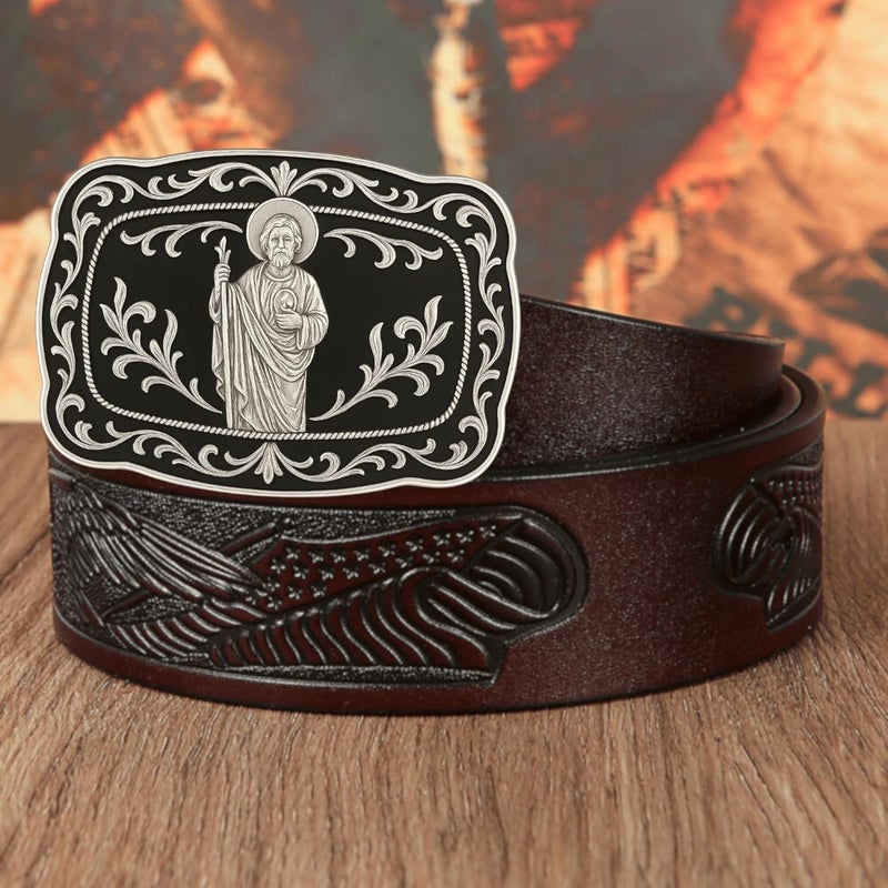 WMG Western St Jude Belt Buckle Gold Silver Saint Jude San Judas Cowboy Buckle Hebilla Vaquero Rodeo - Image 5